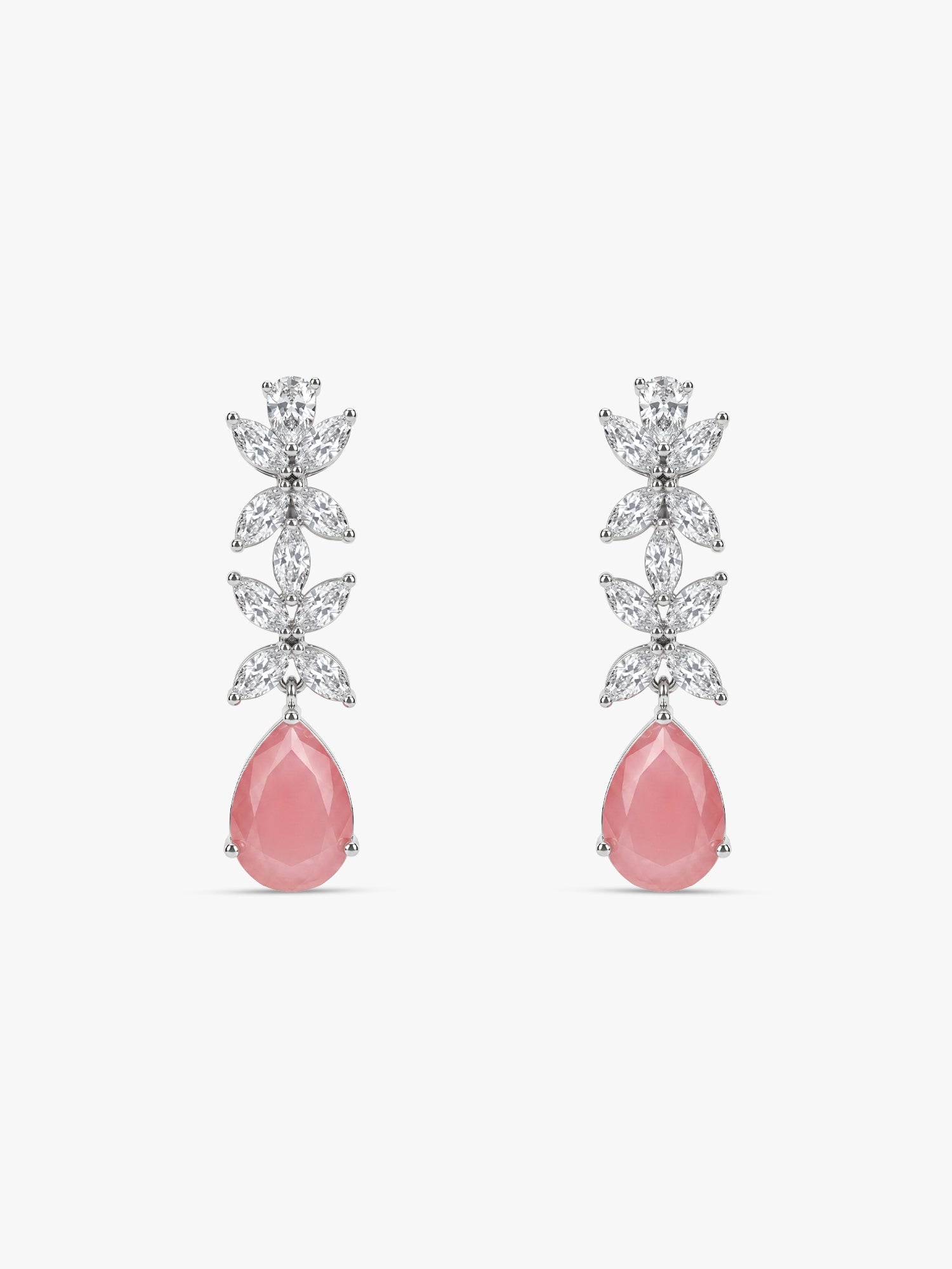 Silver Zircon Studded Magical Drop Earrings