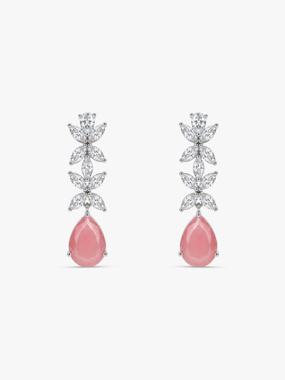Silver Zircon Studded Magical Drop Earrings