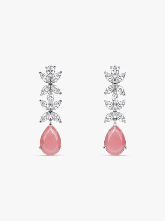Silver Zircon Studded Magical Drop Earrings