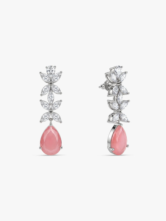 Silver Zircon Studded Magical Drop Earrings