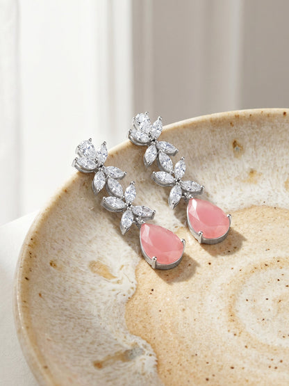 Silver Zircon Studded Magical Drop Earrings