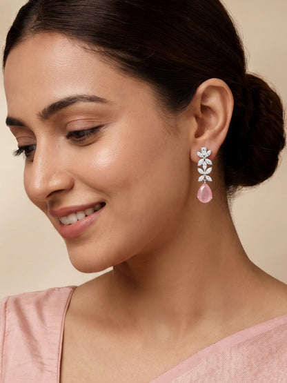 Silver Zircon Studded Magical Drop Earrings