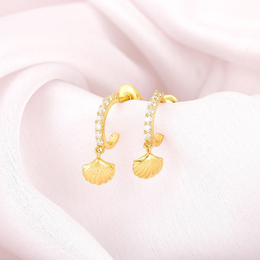 Golden Pretty Shell Dangling Earrings