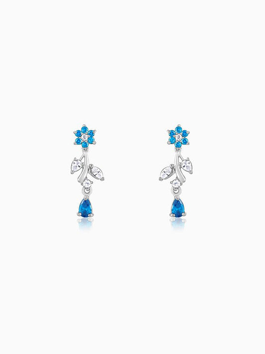 Silver Blue Daisy Earrings