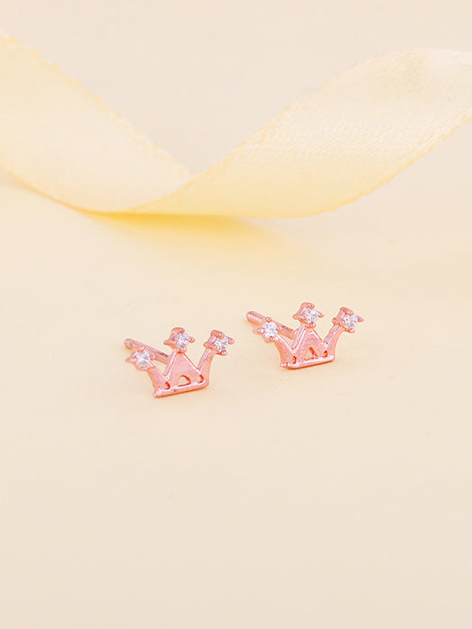 Rose Gold Tiara Stud Earrings