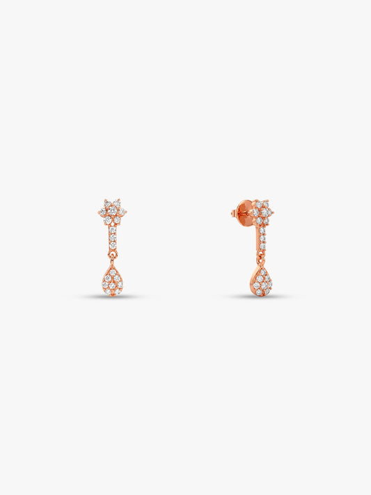 Rose Gold Floral Shine Earrings