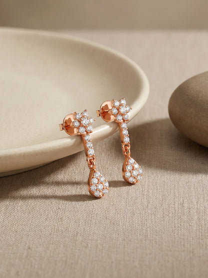 Rose Gold Floral Shine Earrings