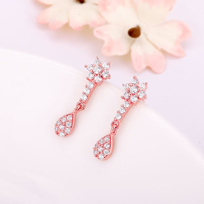Rose Gold Floral Shine Earrings