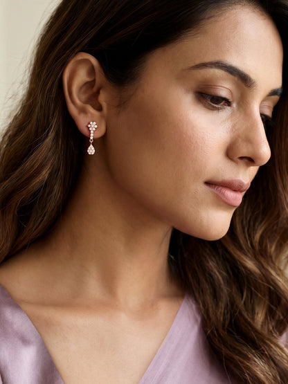 Rose Gold Floral Shine Earrings