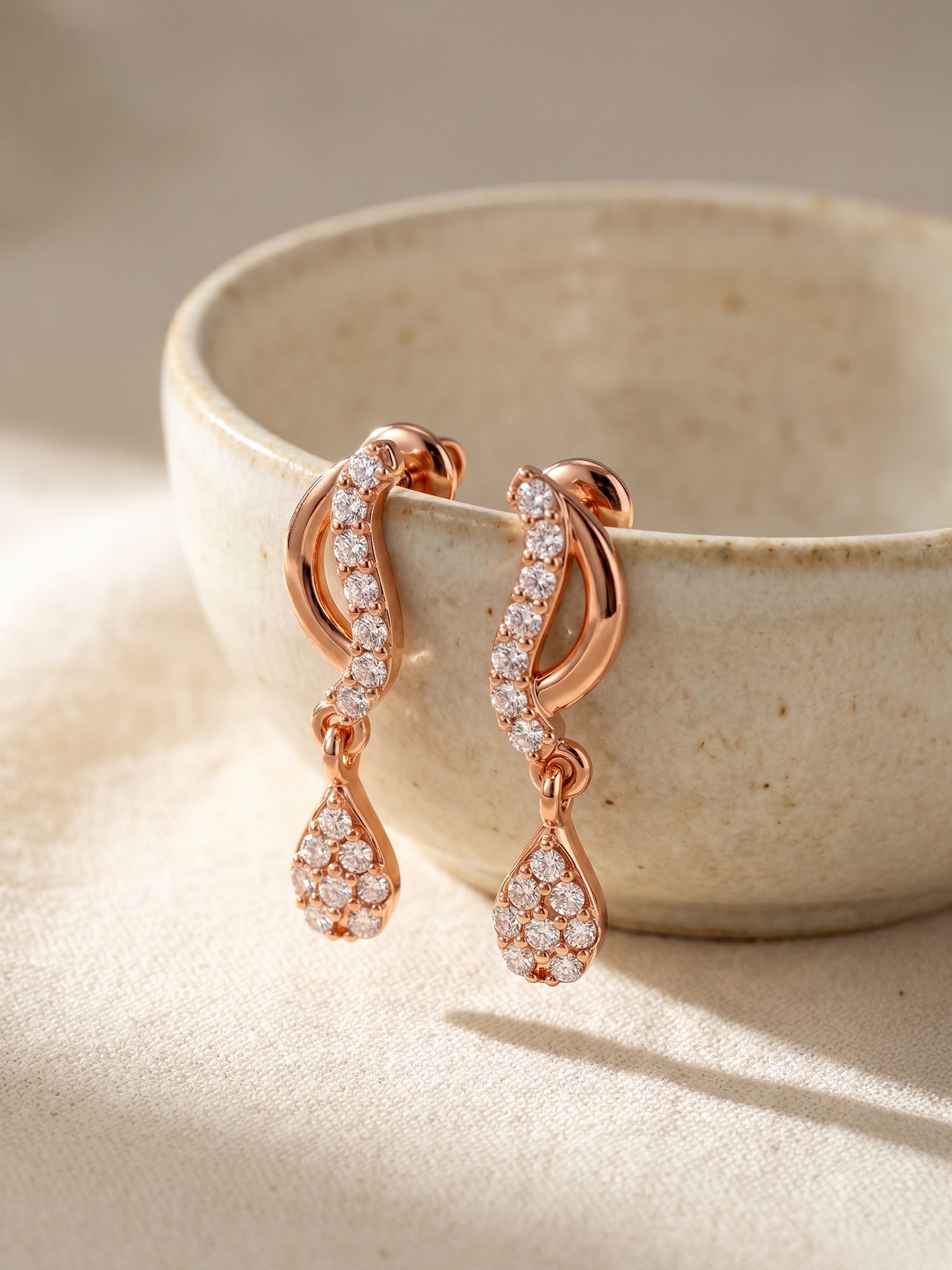 Rose Gold Wavecrest Earrings