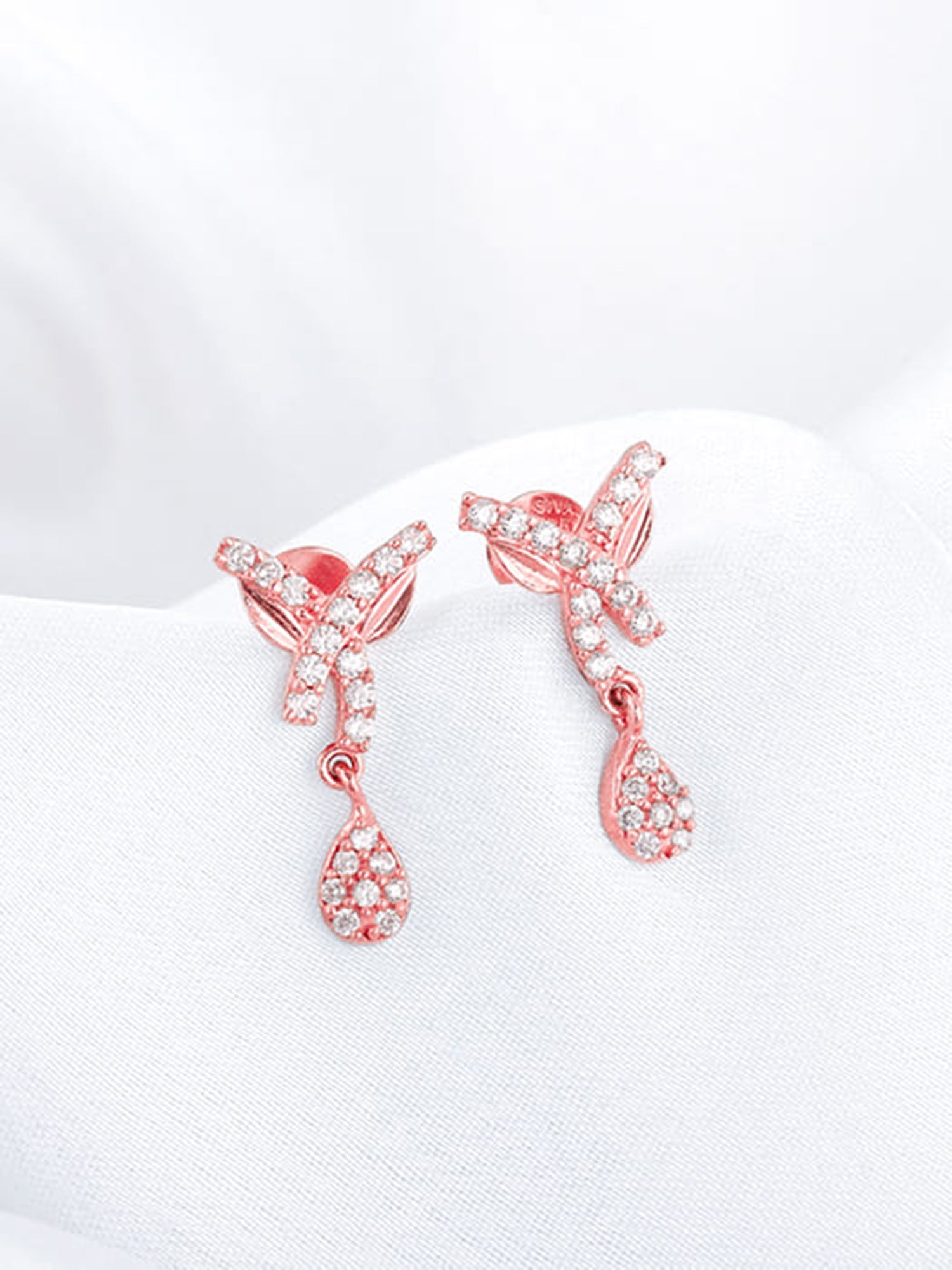 Rose Gold  Pear Drops Earrings