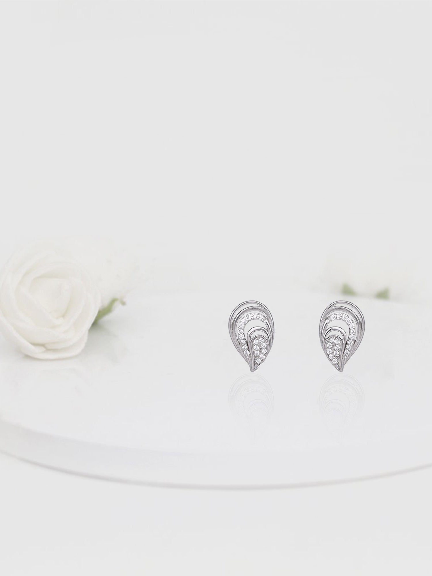Silver Zircon Sparkling Drop Earrings