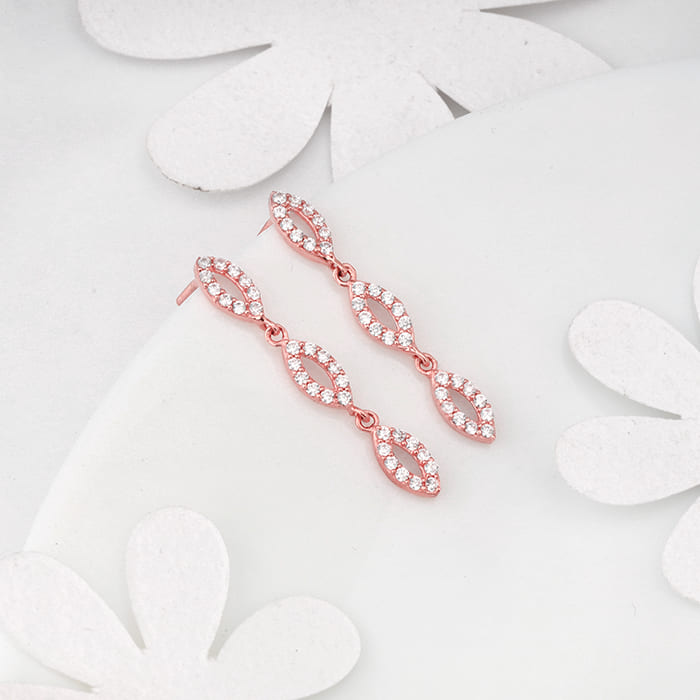 Rose Gold Opulent Oval Earrings - view 2