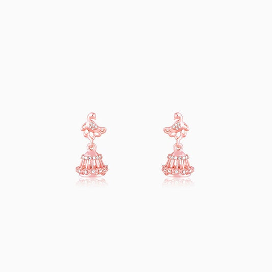 Rose Gold Peacock Jhumki Earrings