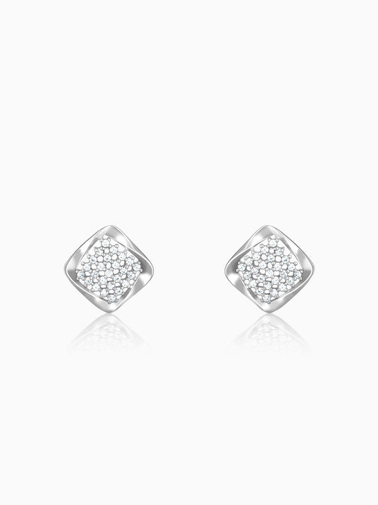 Silver Classic Cut Square Earrings