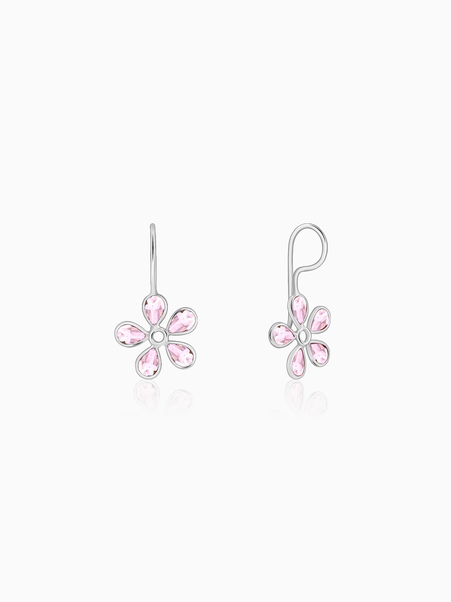 Silver Pink Dahlia Earrings