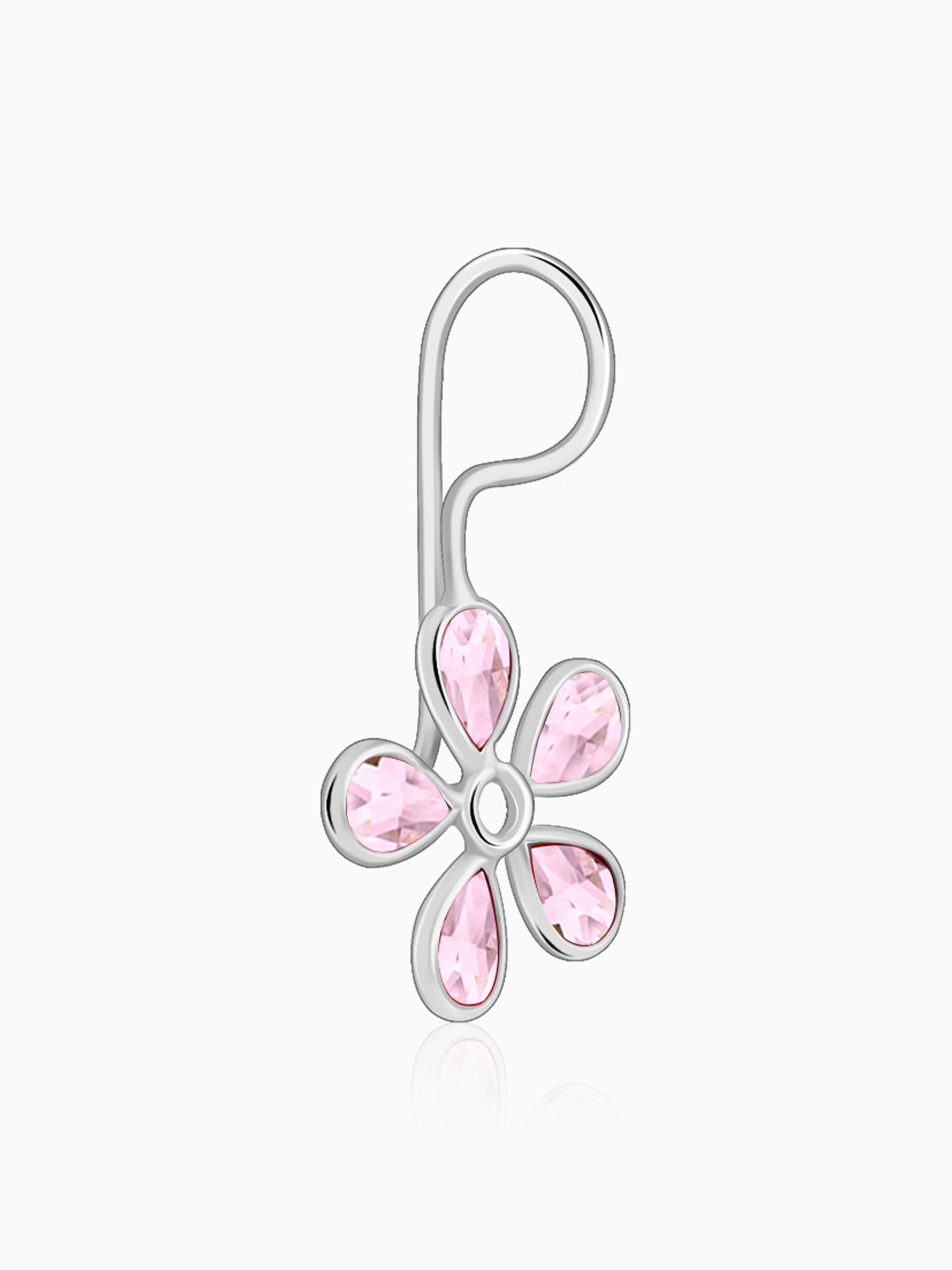 Silver Pink Dahlia Earrings