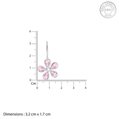 Silver Pink Dahlia Earrings