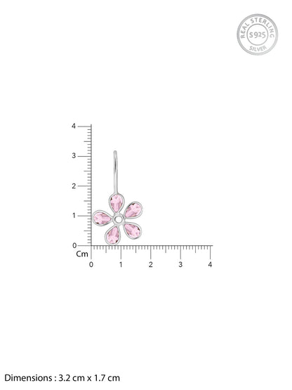 Silver Pink Dahlia Earrings