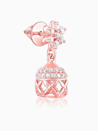 Rose Gold Floral Jaali Jhumki Earrings