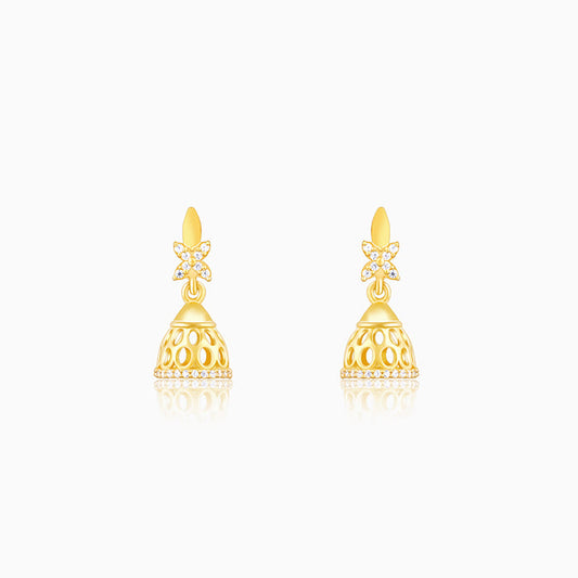 Golden Four Leaf Jhumki Earrings