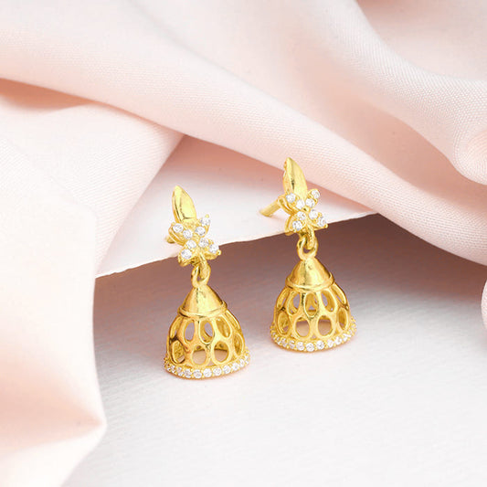 Golden Four Leaf Jhumki Earrings