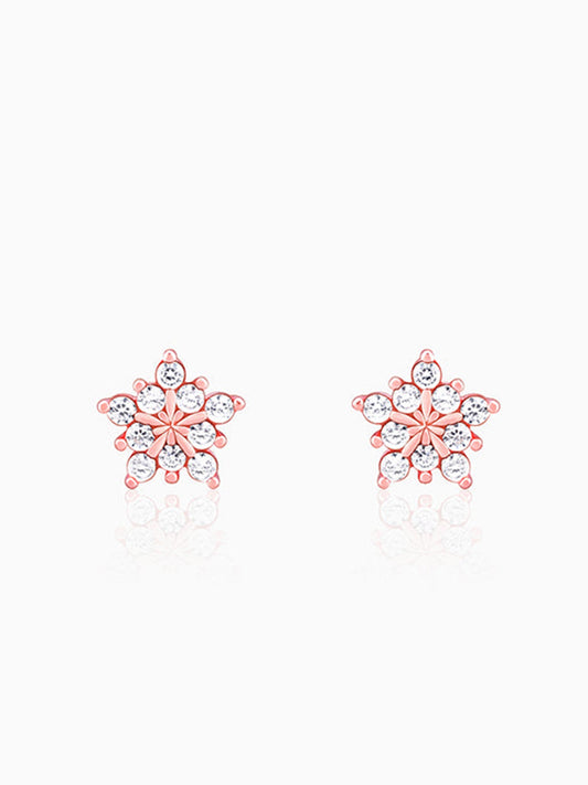 Rose Gold Shining Star Stud Earrings