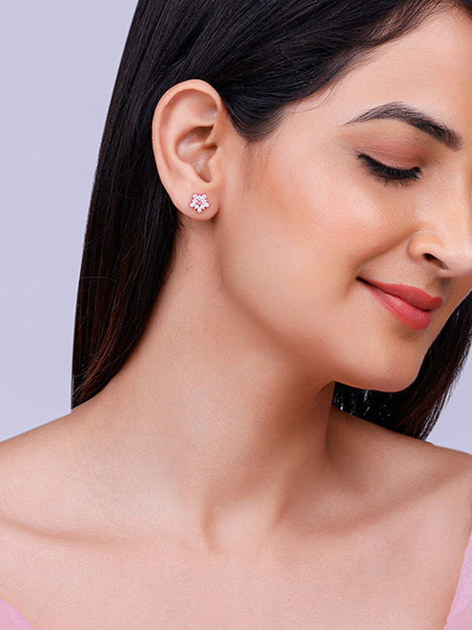 Rose Gold Shining Star Stud Earrings