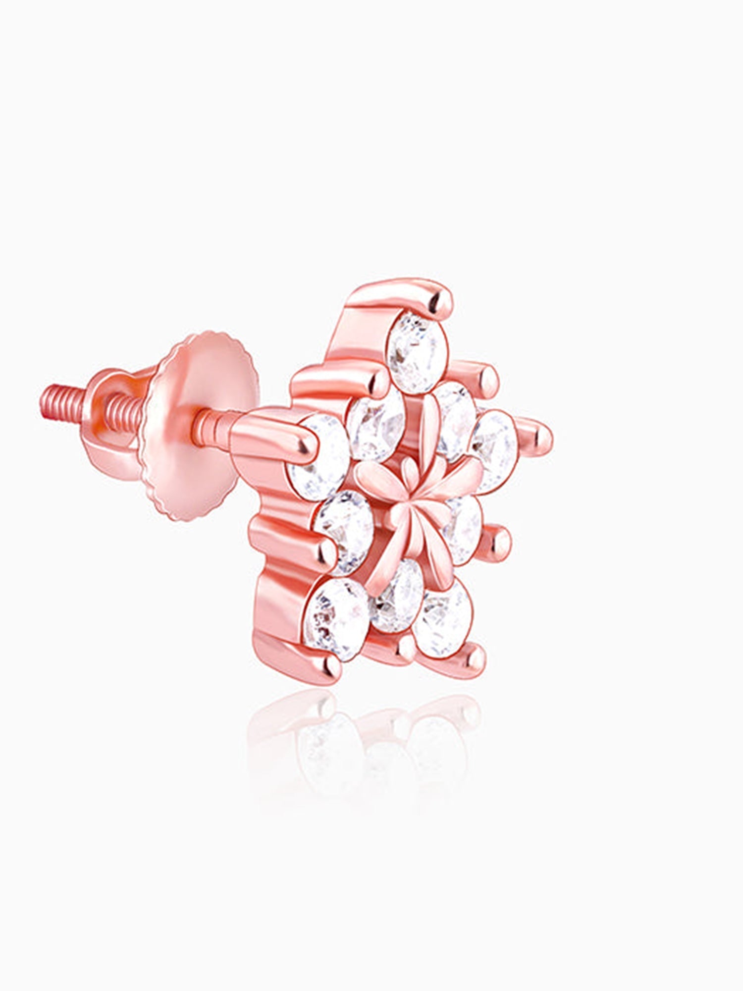 Rose Gold Shining Star Stud Earrings