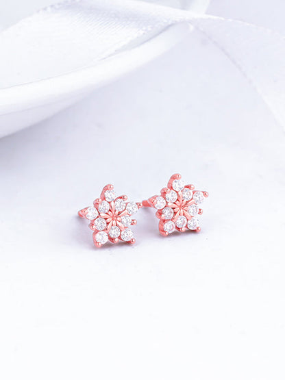 Rose Gold Shining Star Stud Earrings
