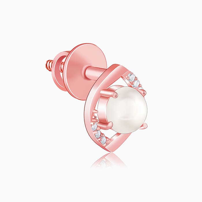 Rose Gold Pearl-fect Earrings - view 4