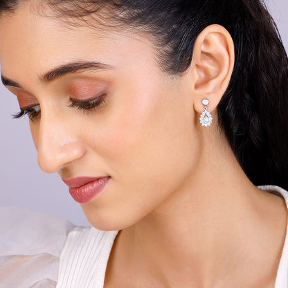 Silver Zircon Shimmer Drop Earrings