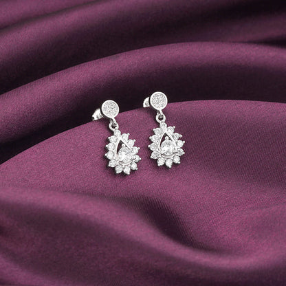 Silver Zircon Shimmer Drop Earrings