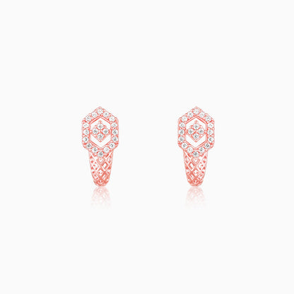 Rose Gold Glittering Half Moon Earrings