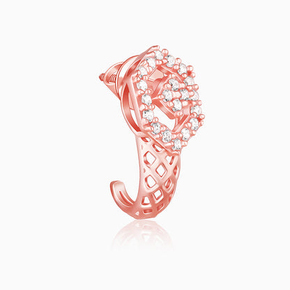 Rose Gold Glittering Half Moon Earrings