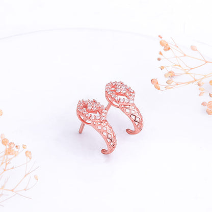 Rose Gold Glittering Half Moon Earrings
