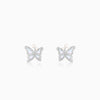 Silver Glittering Butterfly Earrings