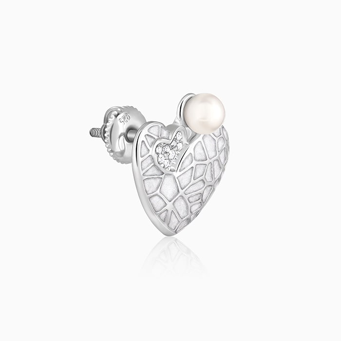 Silver Ethereal Heart Earrings