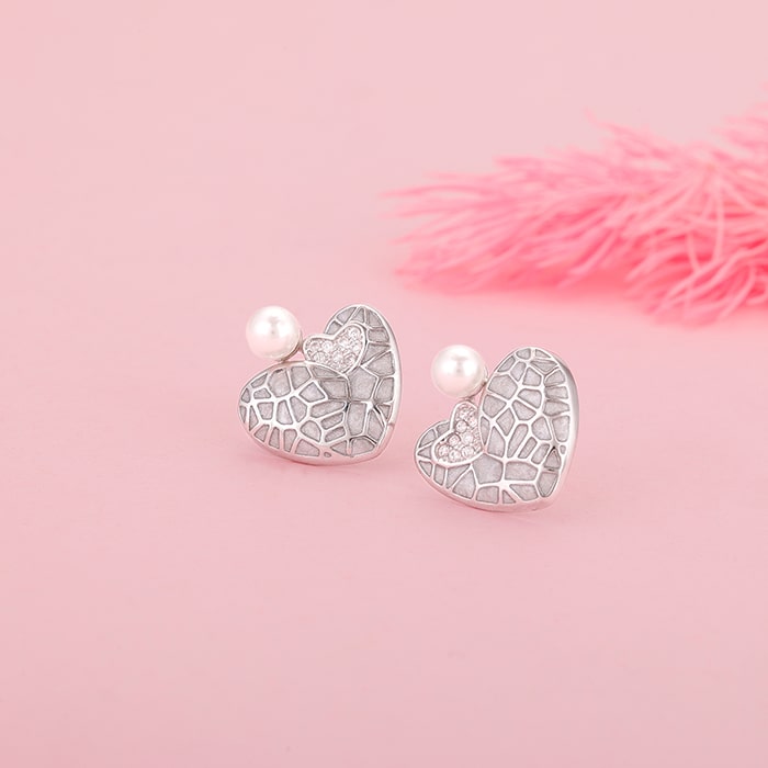 Silver Ethereal Heart Earrings