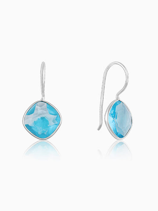 Silver Aqua Blue Crystal Earrings