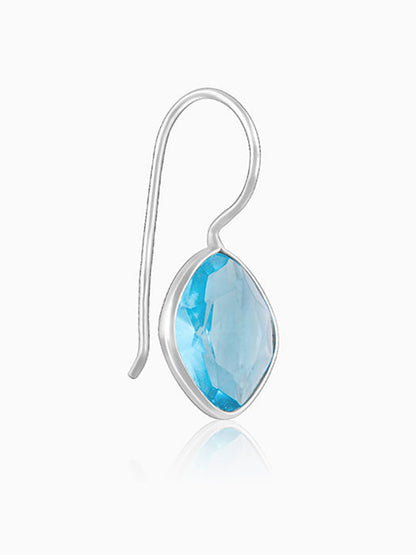 Silver Aqua Blue Crystal Earrings