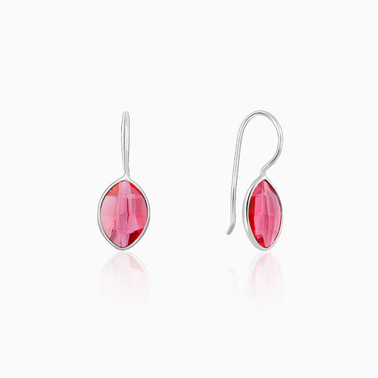 Silver Cherry Pink Crystal Earrings