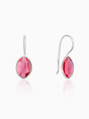 Silver Cherry Pink Crystal Earrings