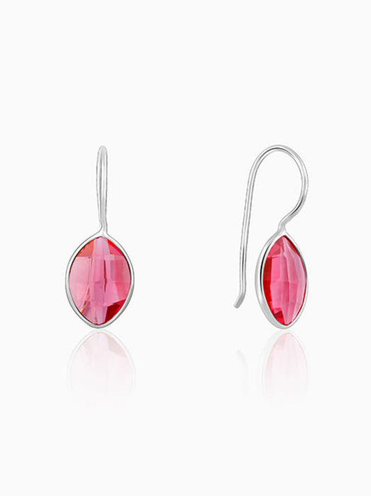 Silver Cherry Pink Crystal Earrings
