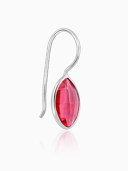 Silver Cherry Pink Crystal Earrings