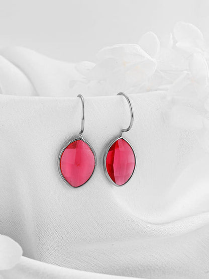 Silver Cherry Pink Crystal Earrings