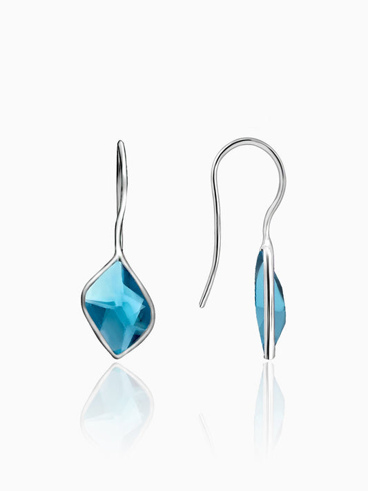 Silver Royal Blue Crystal Earrings