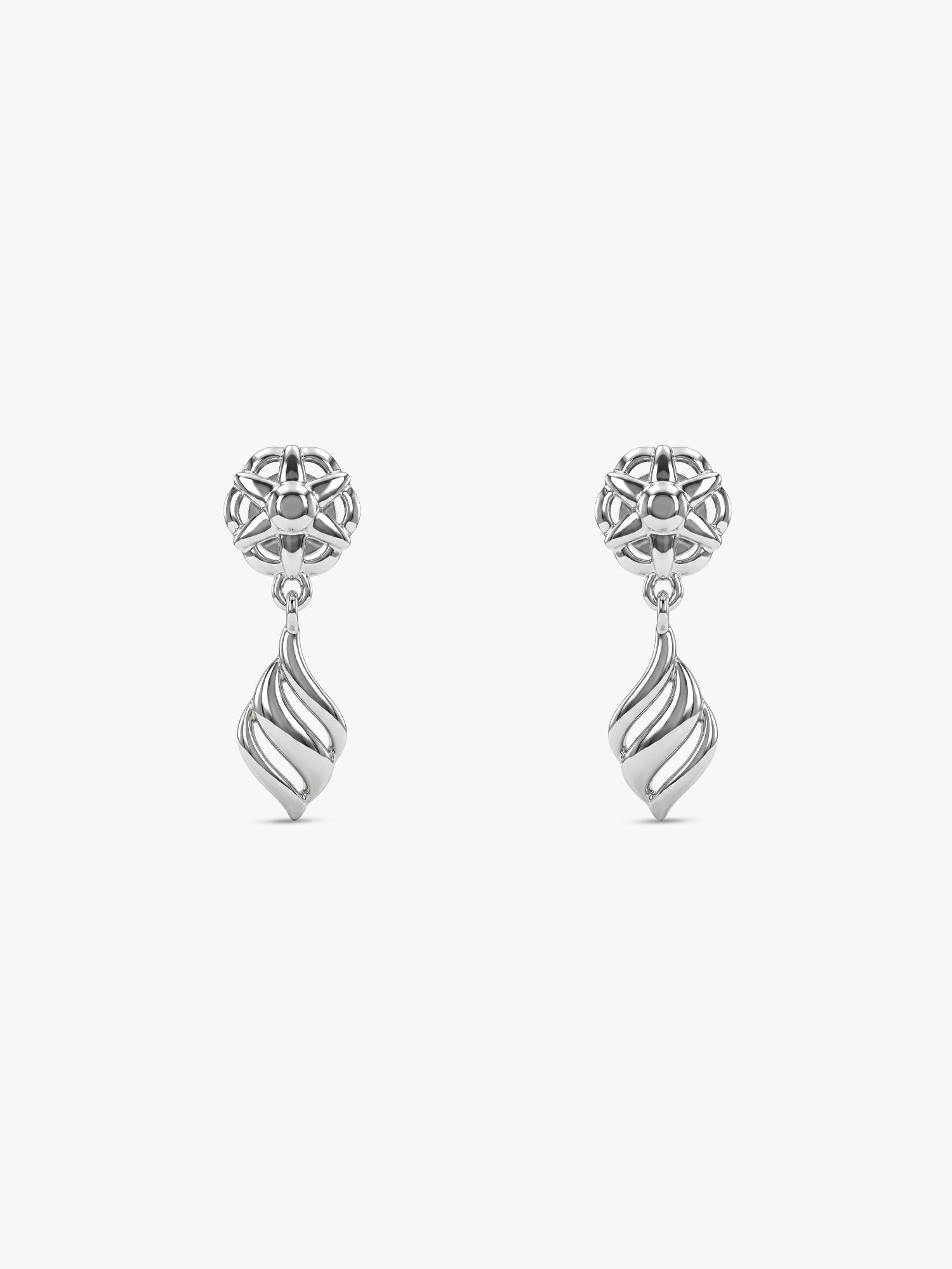 Silver Floral Twist Earrings