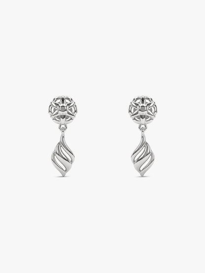 Silver Floral Twist Earrings
