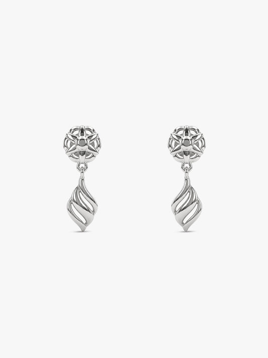 Silver Floral Twist Earrings